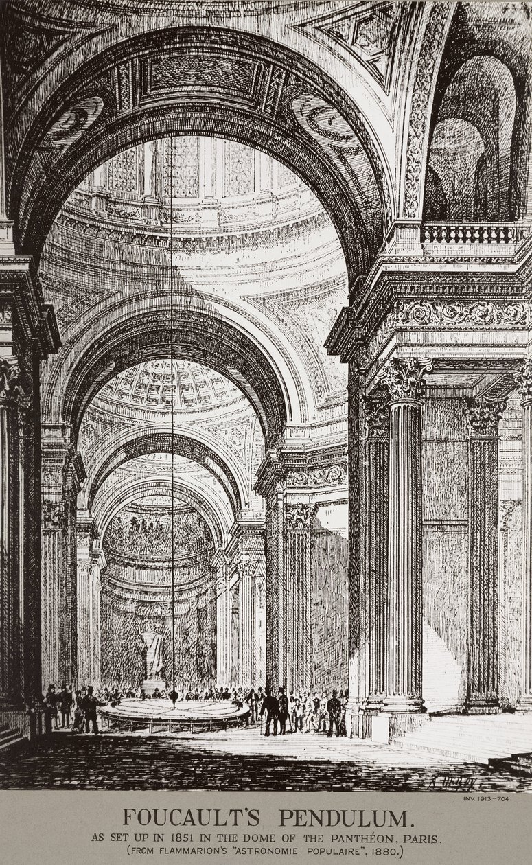 Demonstração do pêndulo de Foucault no Pantheon, Paris, França de Frederick (attr. to) Barnard