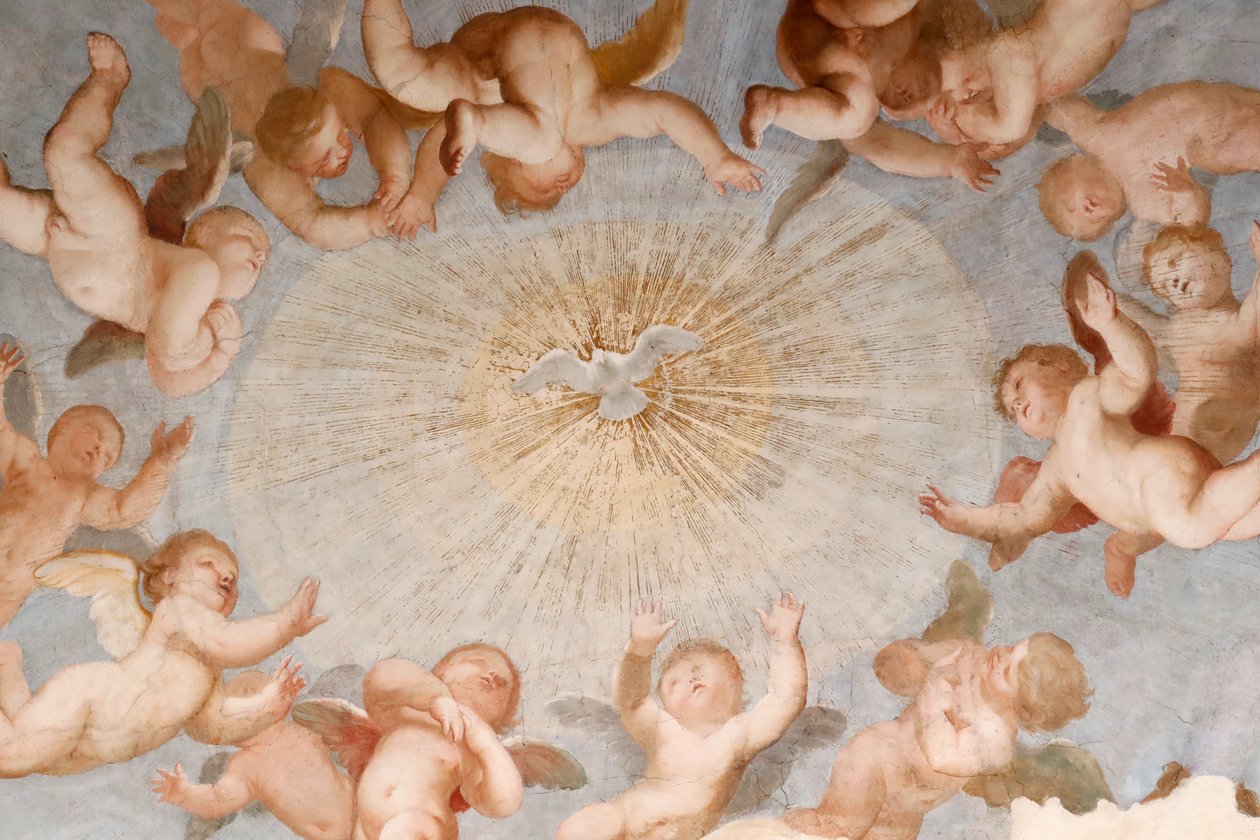 Pomba de espírito santo. Fresco. A Basílica della Santissima Annunziata del Vastato. Génova. Itália. de . .