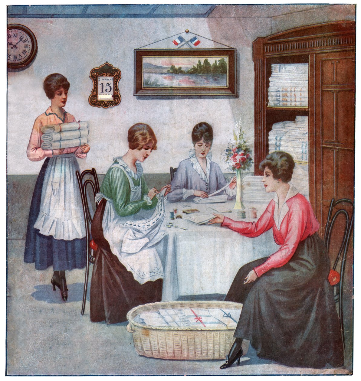Bordado em casa, c.1910-1920 de . .