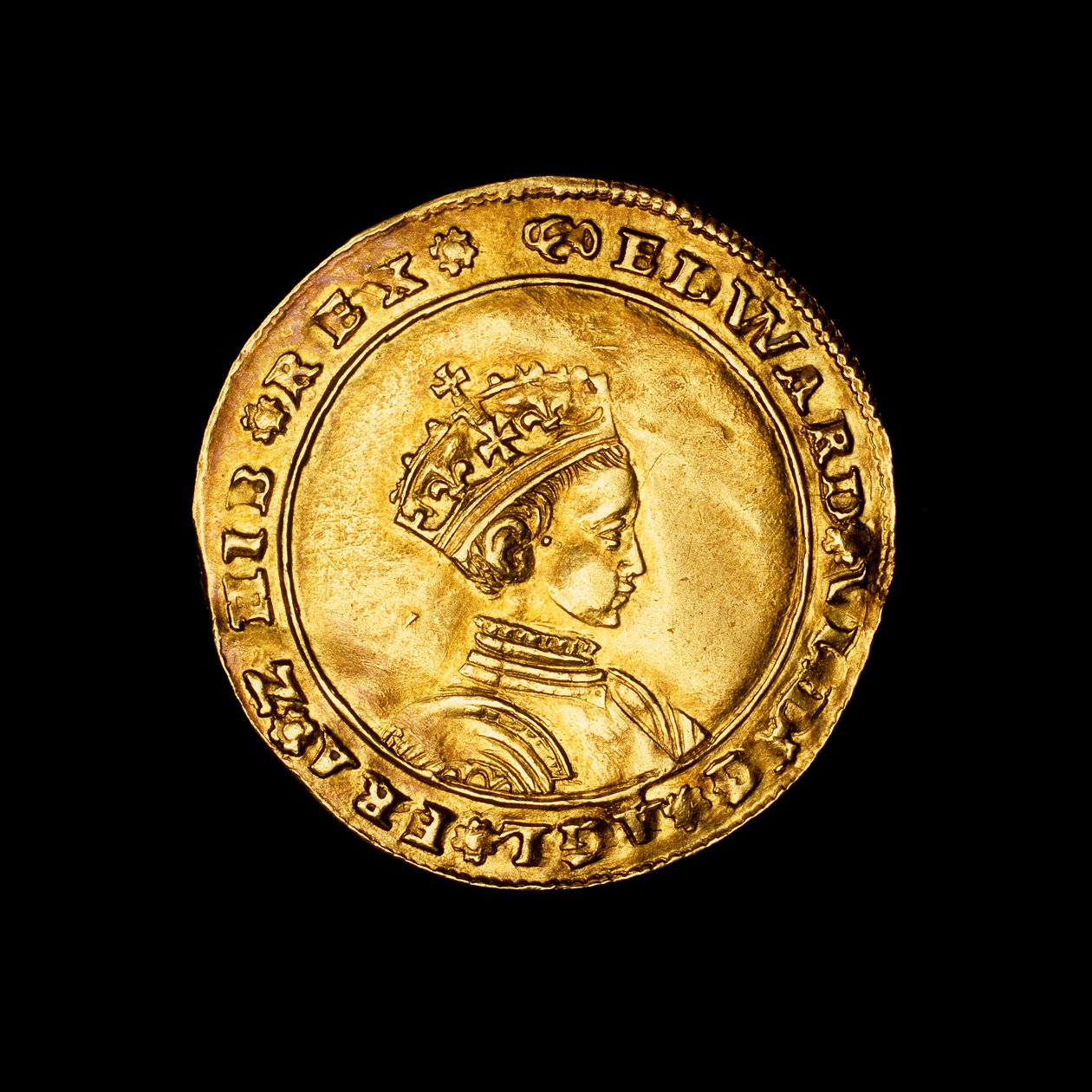 Moeda de ouro inglês martelado meio soberano de Hippolyte Lalaise Devéria