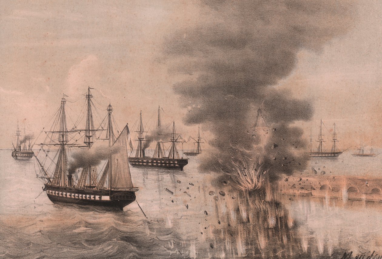 Explosão da lanterna de Ancona ao lado do mar, cerco de Ancona de William Walcutt