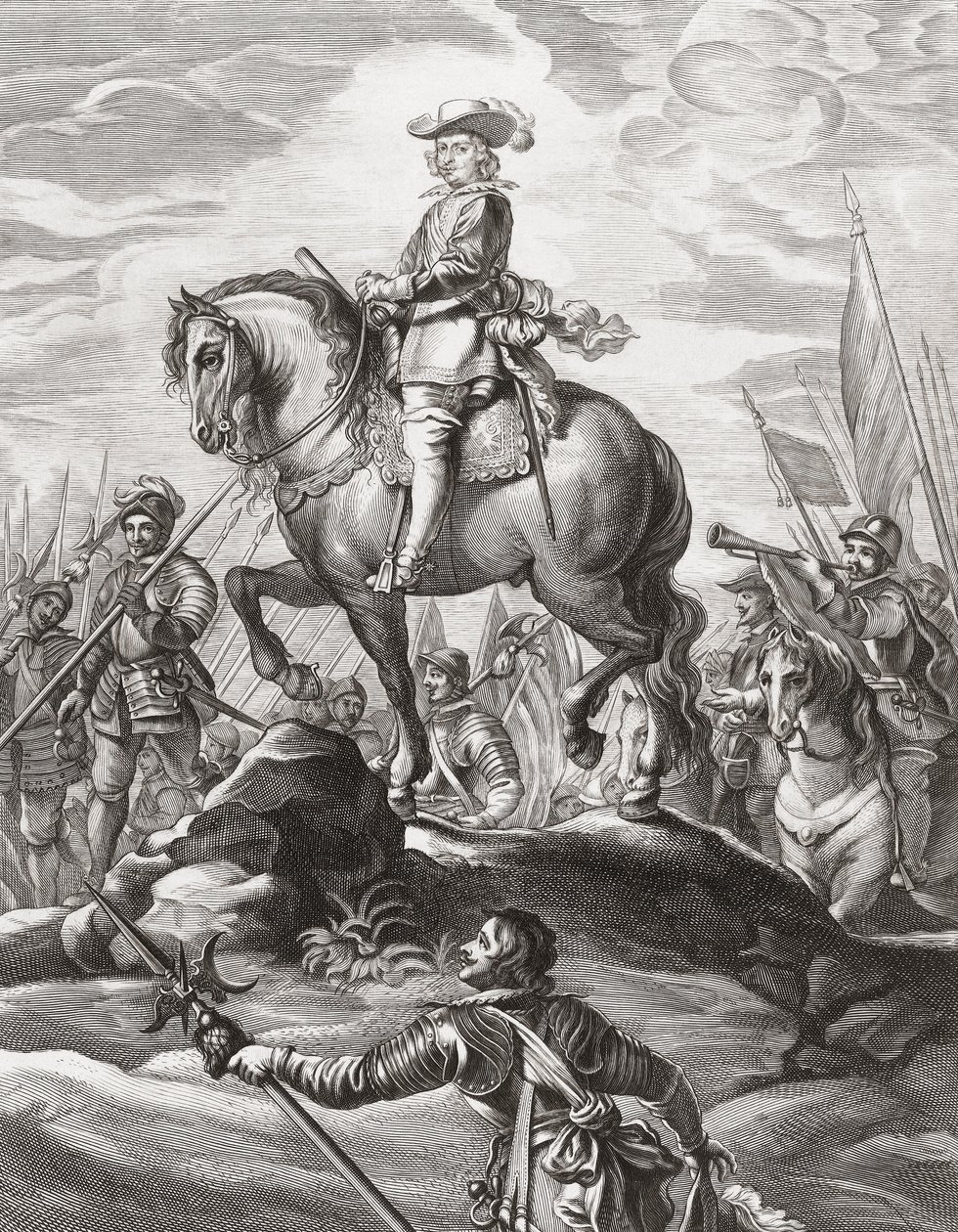 Fernando da Áustria liderando tropas sobre os Alpes, julho de 1634 de . .
