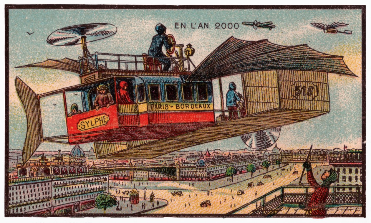 Ônibus voador em Paris, c.1910 de . .