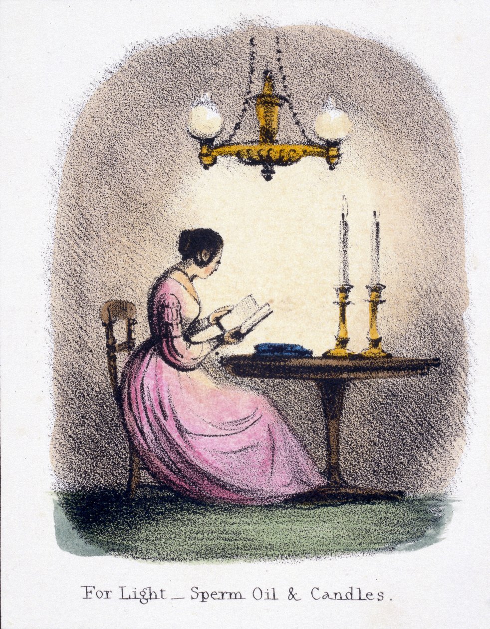 Para luz, óleo de esperma e velas", c 1845 de Frederick (attr. to) Barnard