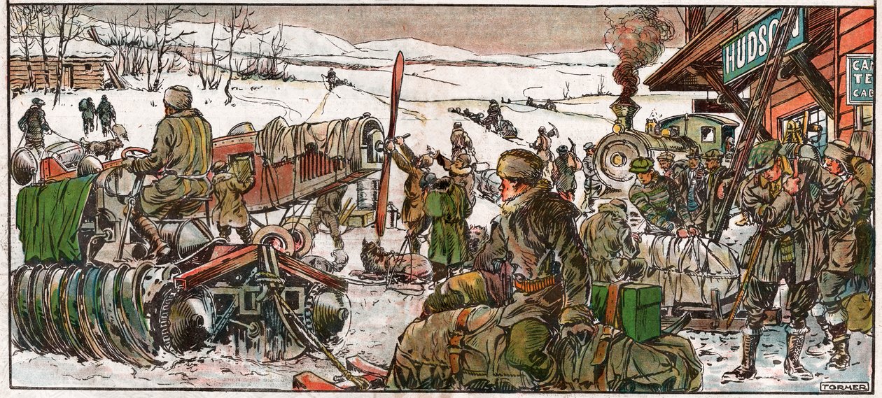 Buscadores de ouro em um local de mineração em Ontário. 1926 (Ilustração) de . .