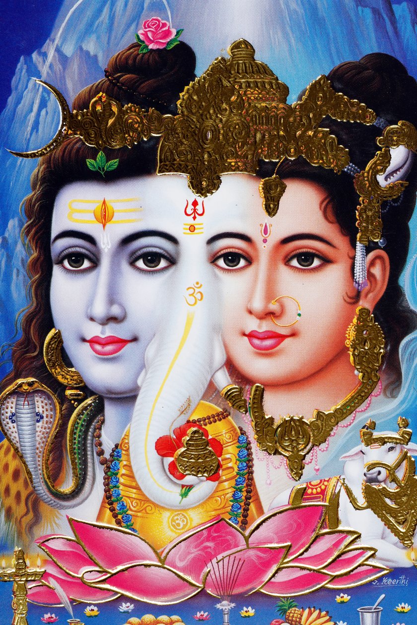 Deus hindu Shiva e deusa Parvati. de . .