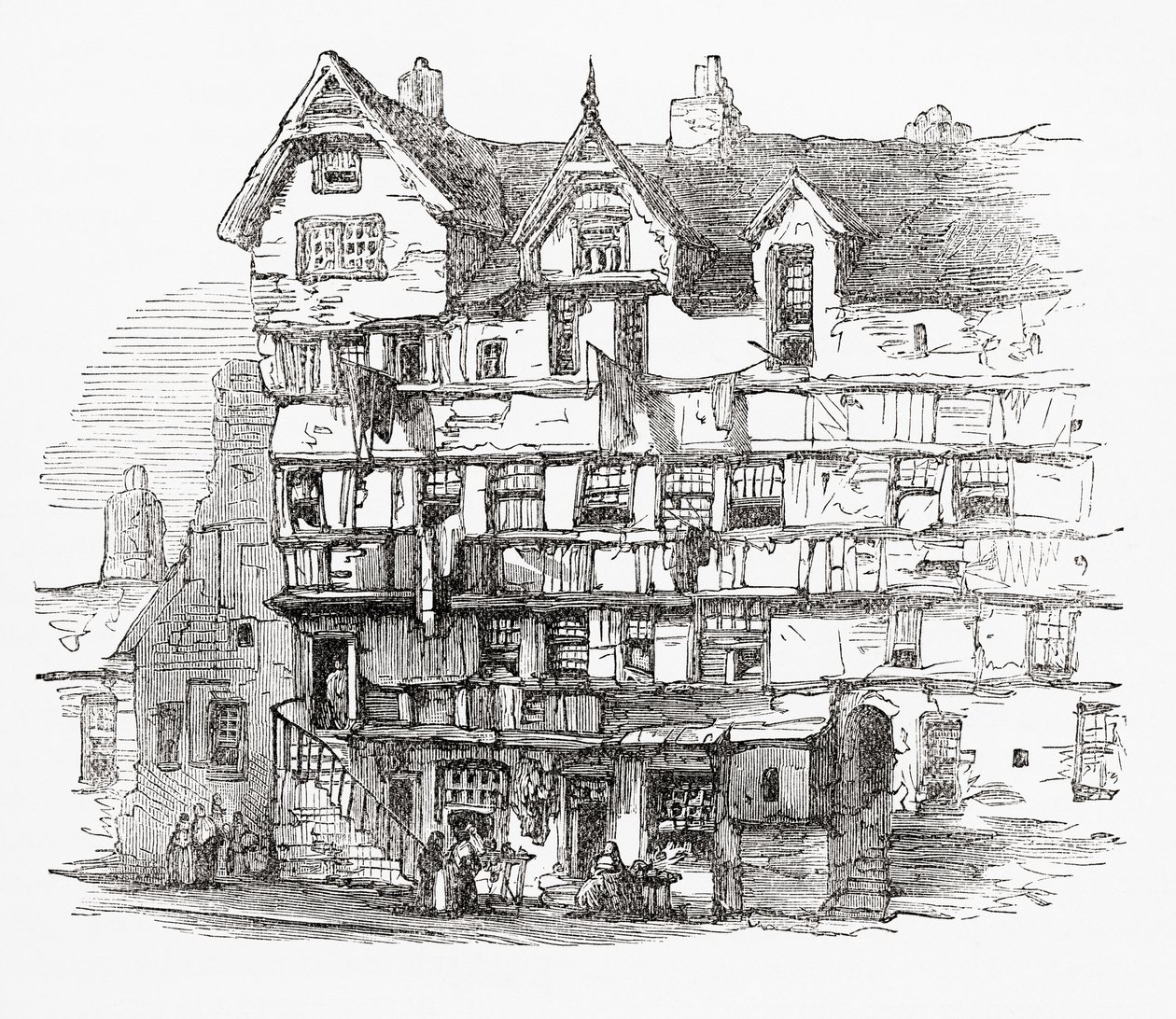 Casas na High Street, Edimburgo, Escócia de . .