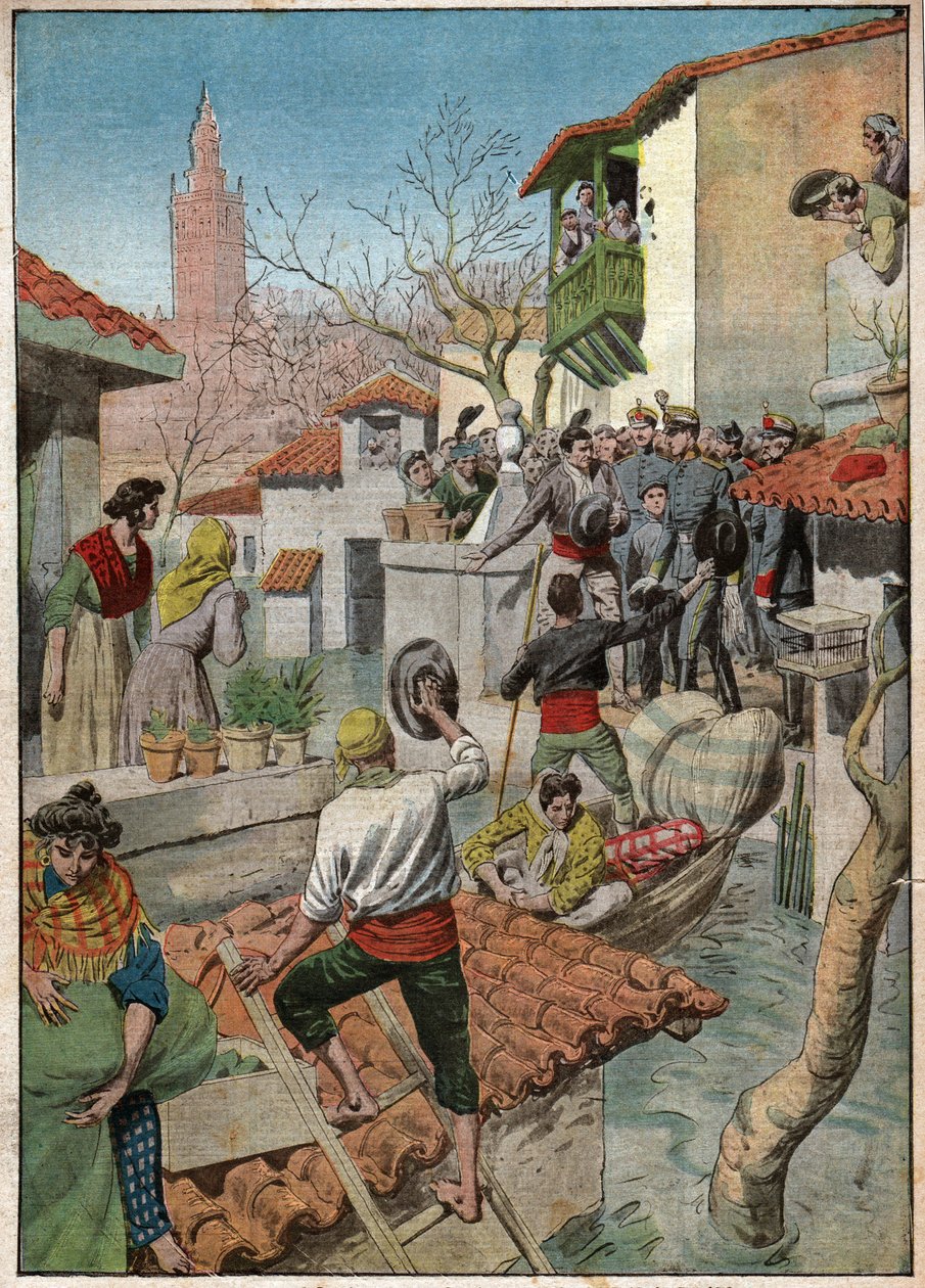 Inondations a Sevilha. Inundações em Sevilha. de Ferdinand Georg Waldmuller