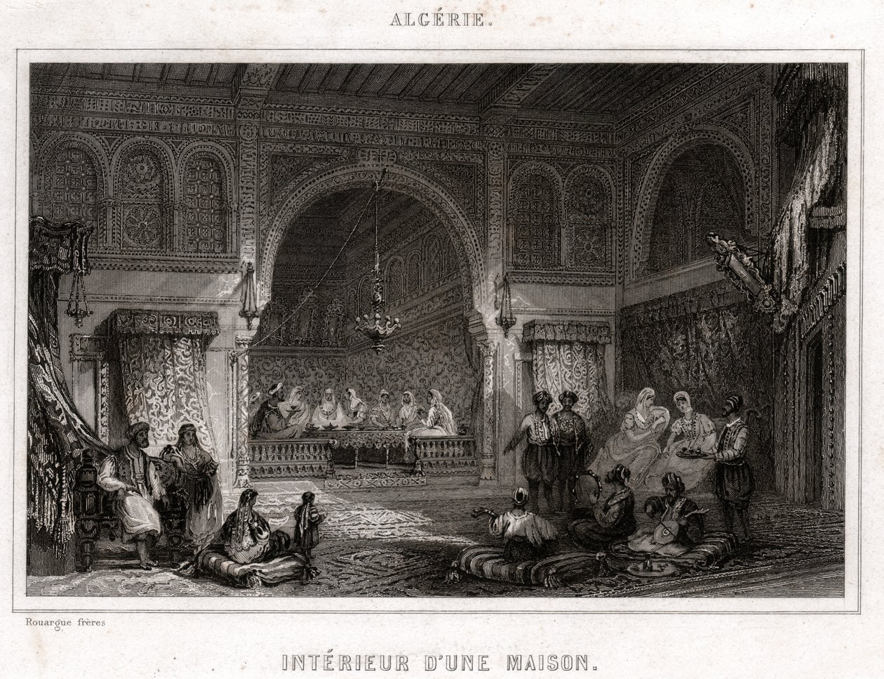 Interior na Argélia, por volta de 1840 (gravura) de . .