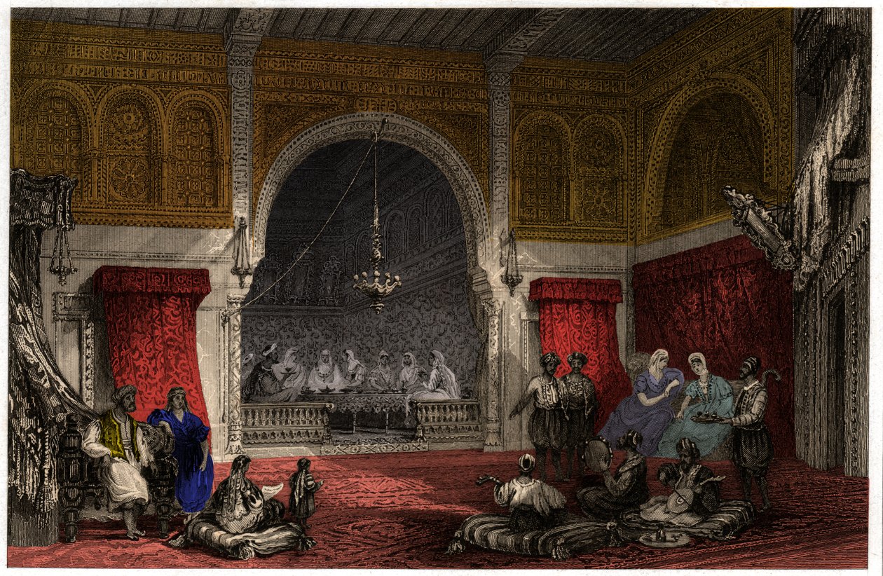 Interior na Argélia, por volta de 1840 (gravura) de . .