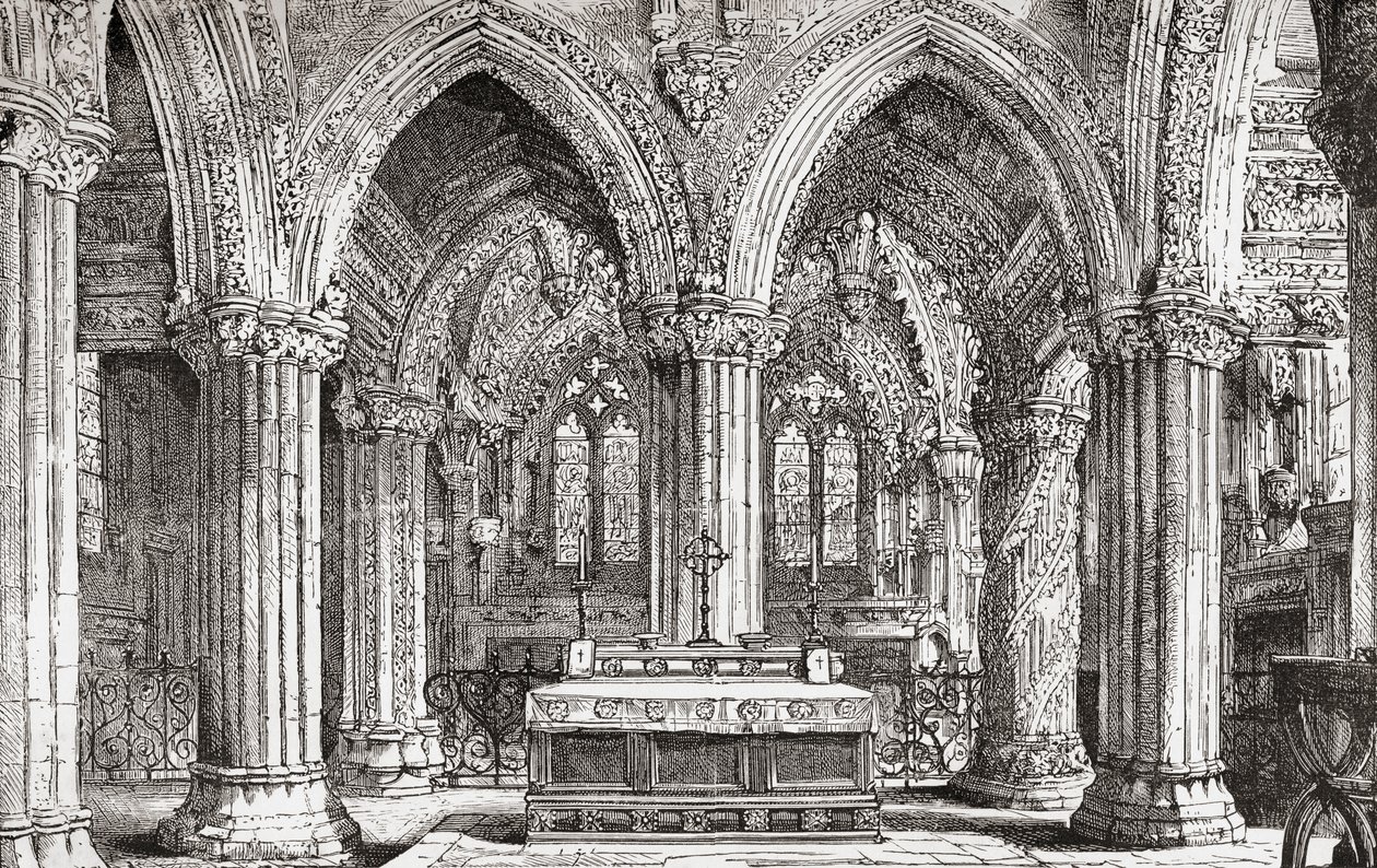 Interior da Capela Rosslyn, Roslin, Midlothian, Escócia. de . .