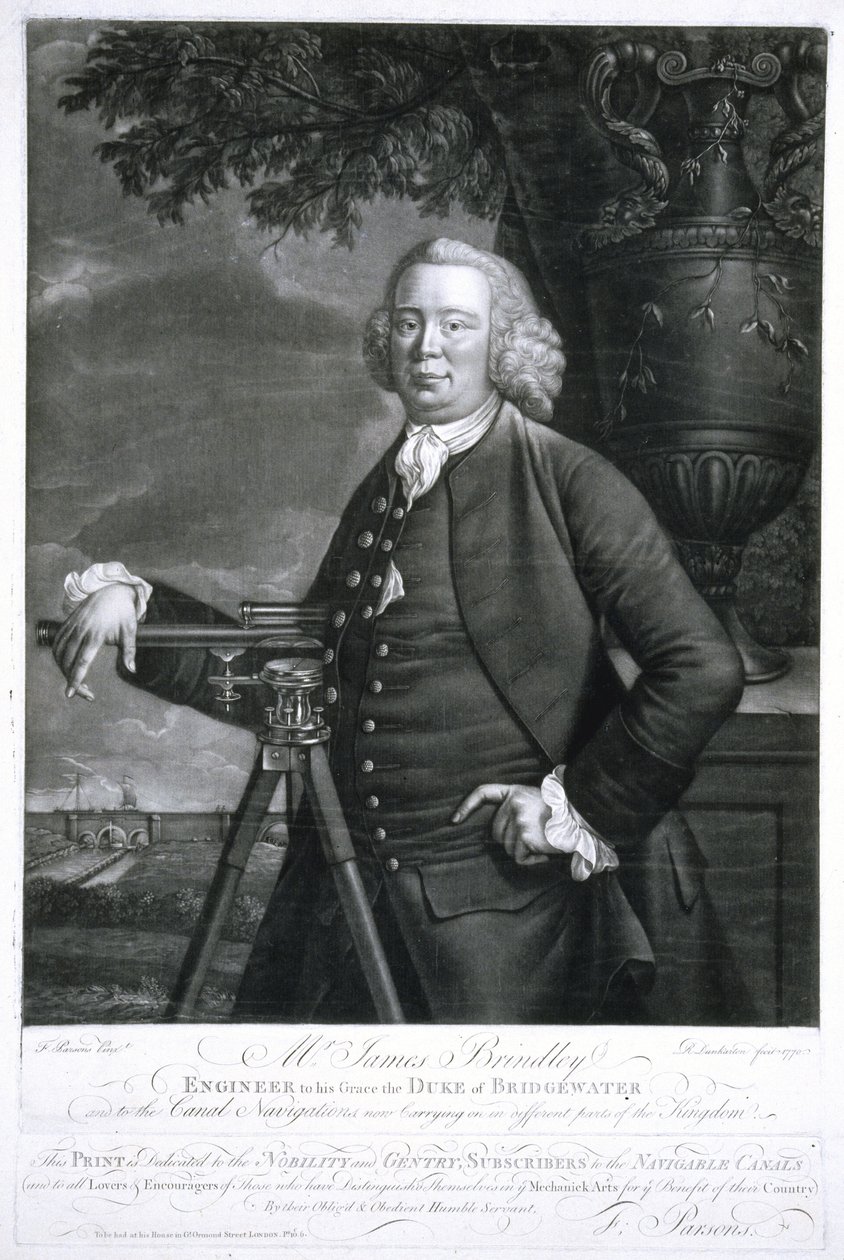 James Brindley, engenheiro civil britânico e construtor de canais de Frederick (attr. to) Barnard