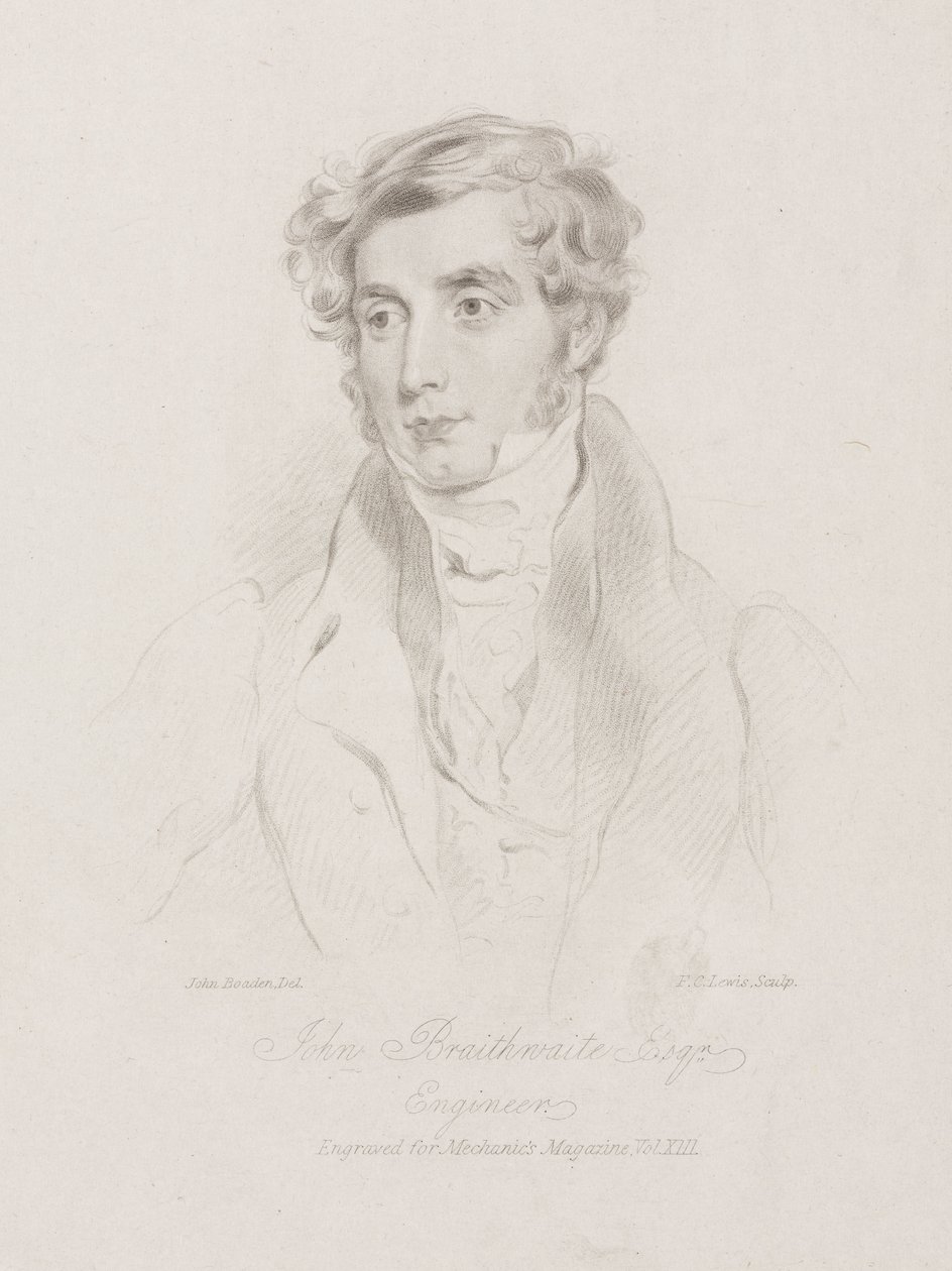 John Braithwaite, engenheiro britânico, c 1830 de Frederick (attr. to) Barnard