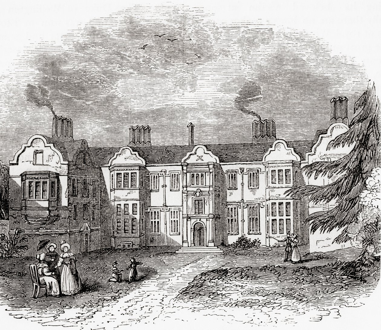 Ladye Place, Hurley, Berkshire, Inglaterra, vista aqui no início do século XIX. de . .