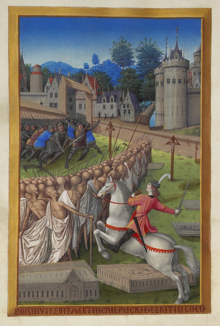 Les Très Riches Heures du Duc de Berry, Folio 90v - O Cavaleiro da Morte de Unbekannt 2321