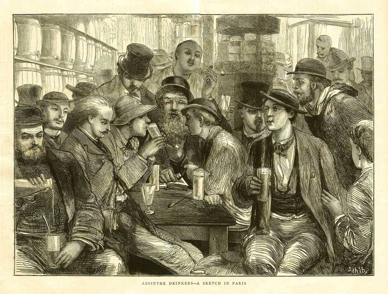 Os bebedores de absinto, Paris 1872 de Frederick (attr. to) Barnard