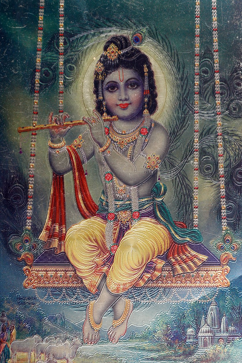 Senhor Krishna com flauta. Deus hindu. de . .