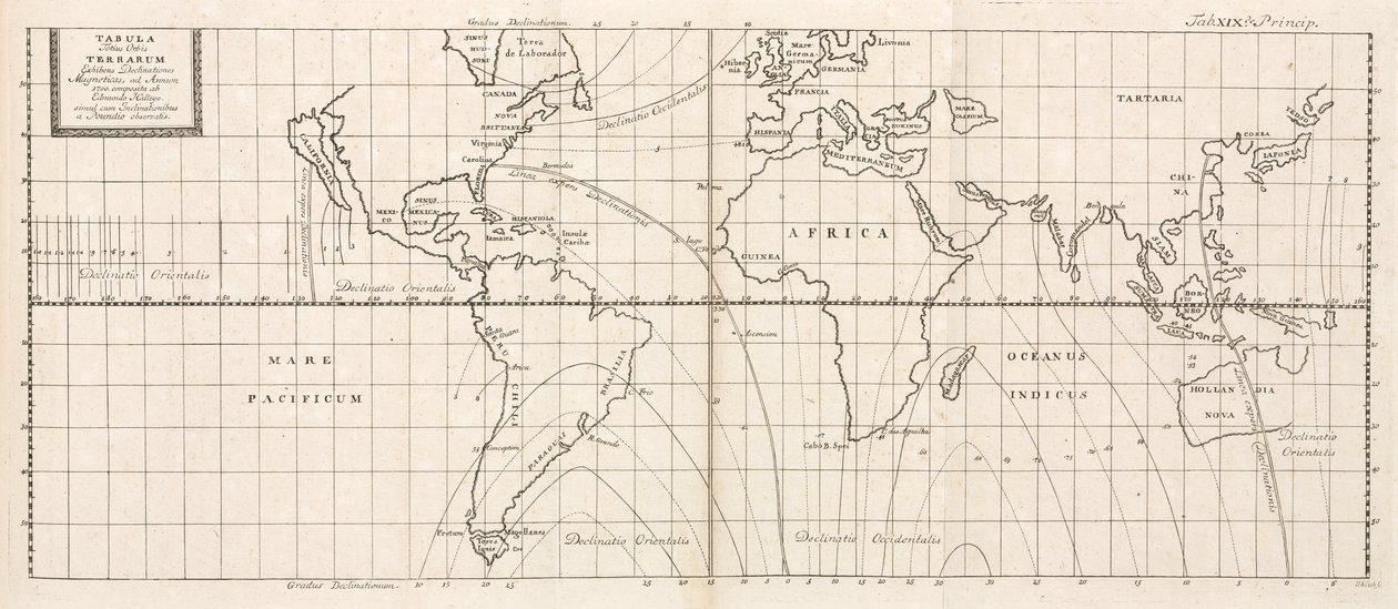 Mapa magnético da Terra de Frederick (attr. to) Barnard