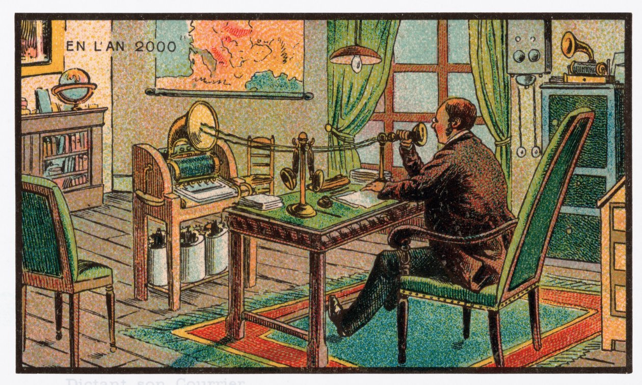 Gravação de correio em um gramofone, c.1910 de . .
