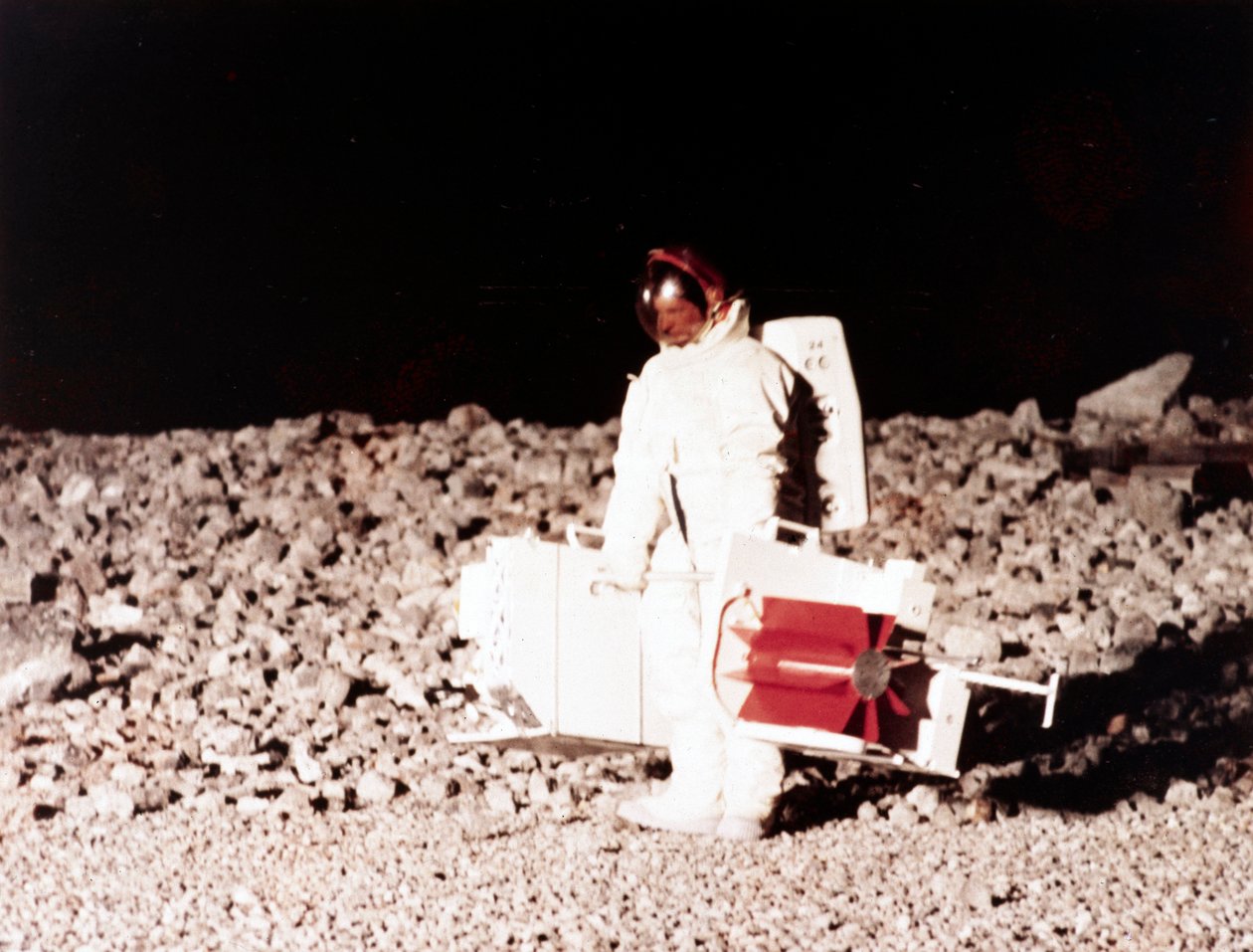 Voo Espacial Tripulado, EUA, Apollo, Geral, Treinamento Praticando atividades de superfície lunar de Ferdinand Georg Waldmuller
