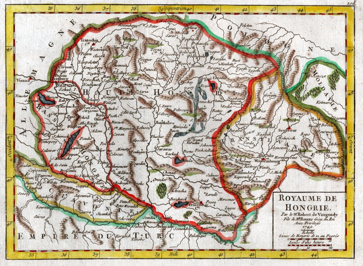 Mapa da Hungria 1749 de . .