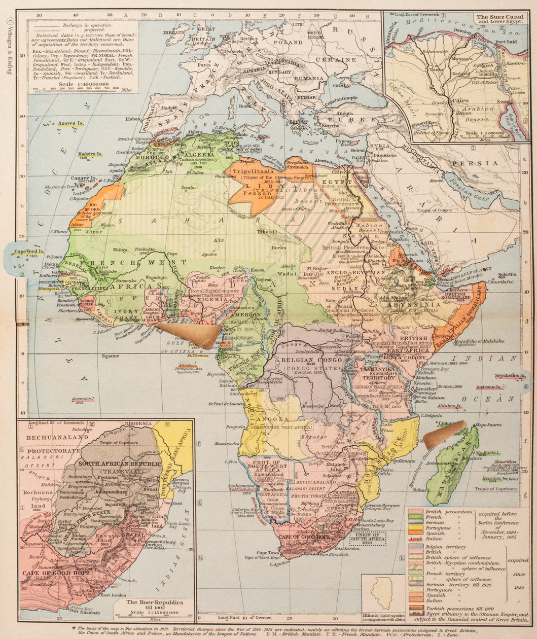 Mapa mostrando a divisão da África de . .