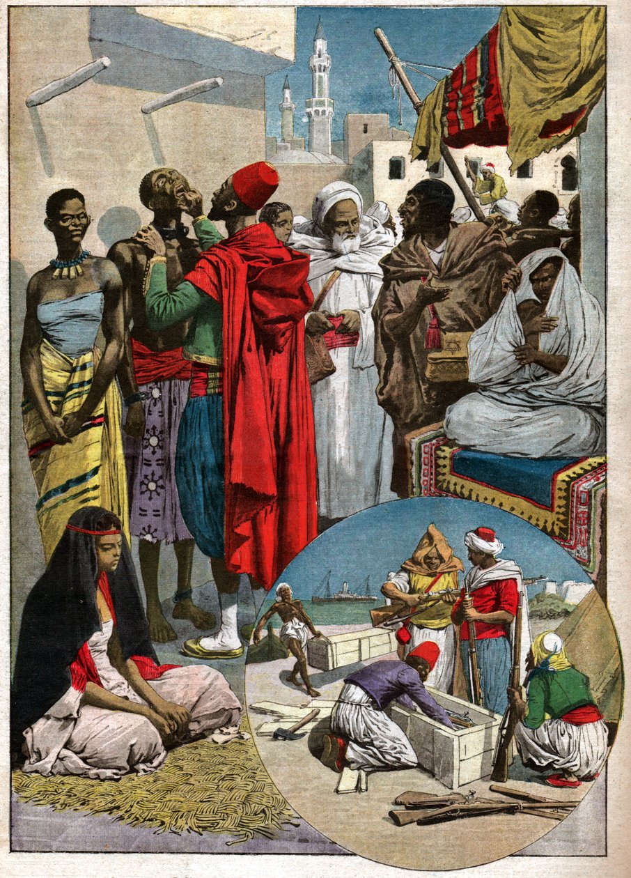 Marche aux escalves a Tripoli. Mercado de escravos em Trípoli. de Ferdinand Georg Waldmuller