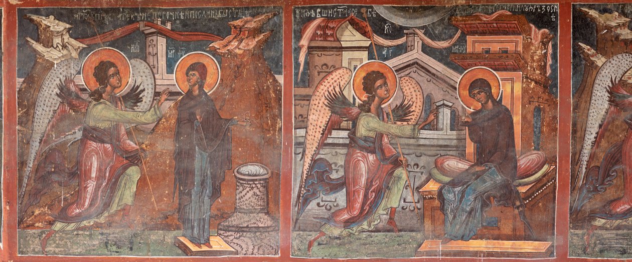 Mosteiro (manastirea Moldovita). A Igreja. Exterior. Sul. Parte esquerda. Pintura mural. de . .