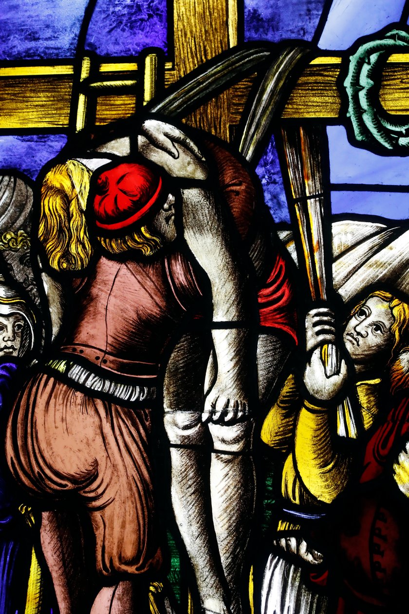 Museu da Catedral de Milão. Janela de vidro manchado. Deposição de Cristo. Século XVI. Itália. de . .