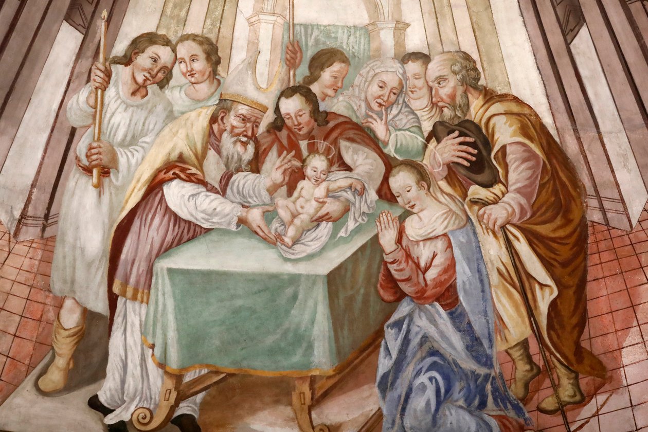 Igreja de Nossa Senhora da Assunção de Cordon. Fresco. A circuncisão de Cristo. França. França. de . .