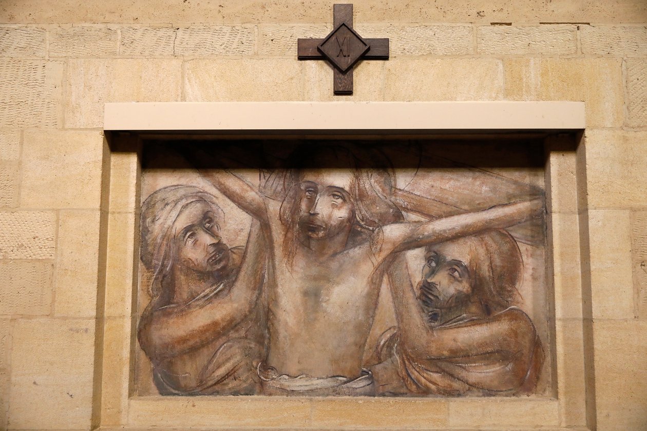 Abadia trapista de Orval, Bélgica. Igreja. Caminho da cruz. 11ª estação de . .