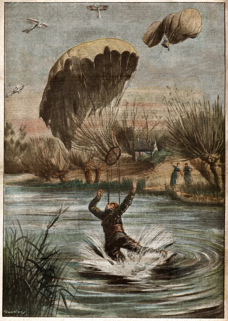Pingente paraquedista allemand la Iere Guerre Mondiale. Pára-quedista alemão na Primeira Guerra Mundial. de Ferdinand Georg Waldmuller