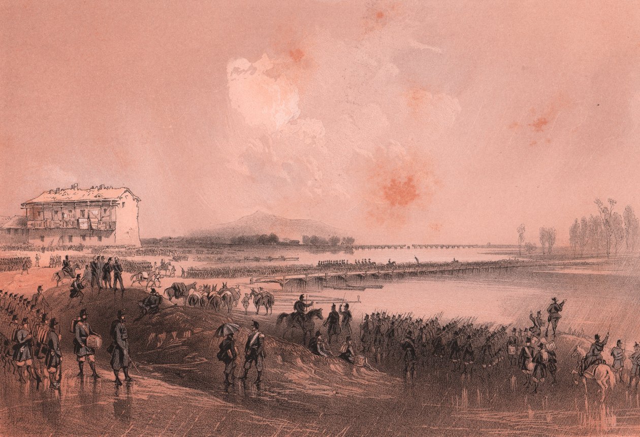 Exército piemontês atravessa o rio Sesia de William Walcutt