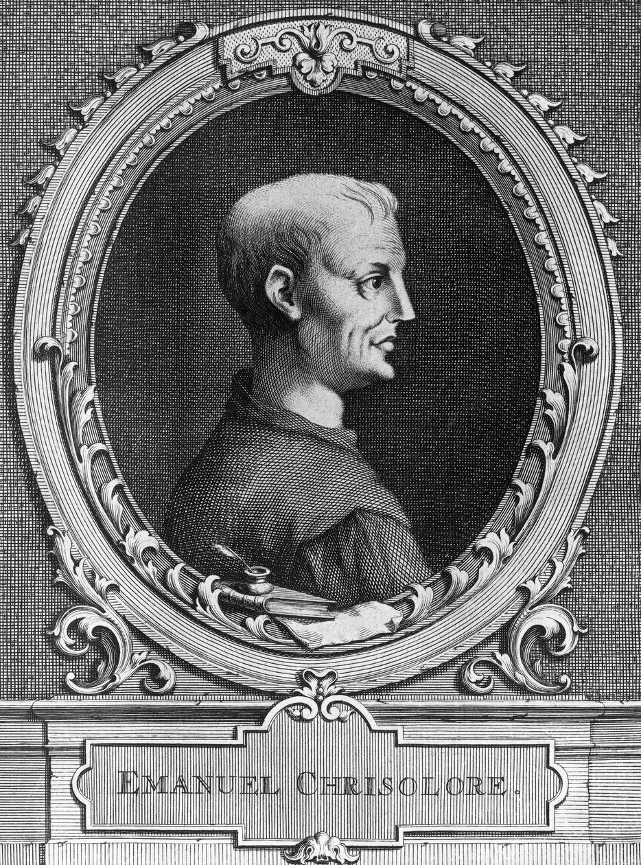 Retrato de Emanuele Crisolora (1350-1415), humanista bizantina, gravura de William Walcutt
