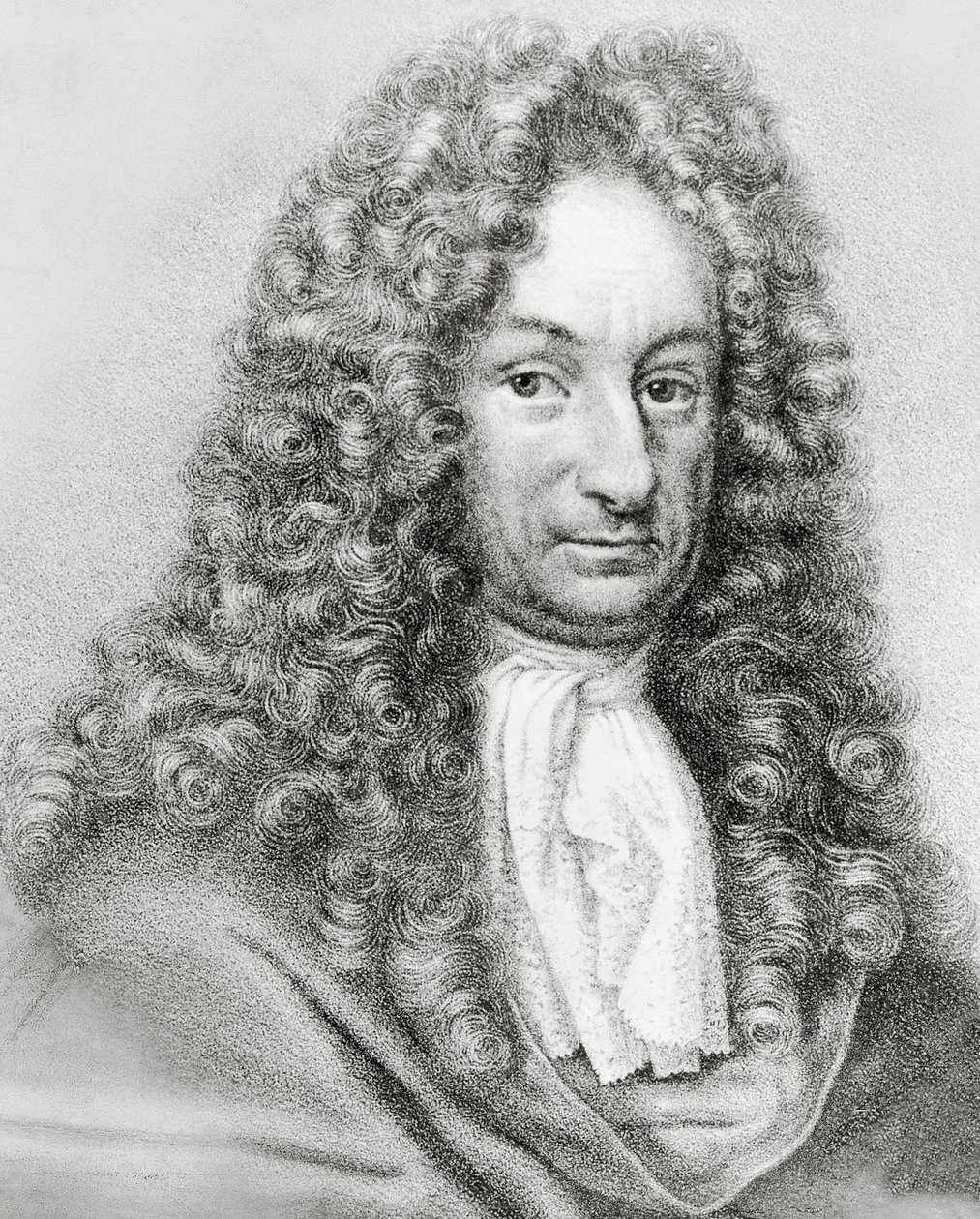 Retrato de Gottfried Wilhelm von Leibniz (1646-1716), matemático, filósofo e cientista alemão, gravura de William Walcutt