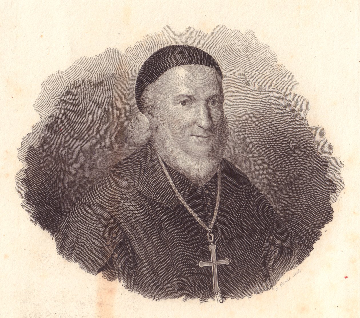 Retrato do Bispo italiano Adeodato Turchi (1724-1803), gravura em cobre de Guzzi de pintura de Francesco Vicira de William Walcutt