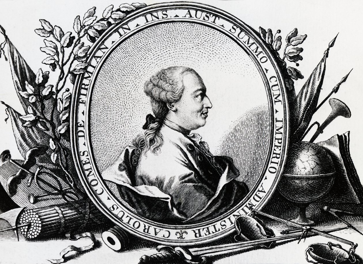 Retrato de Karl Joseph von Firmian (1716-1782), político austríaco, gravura de William Walcutt