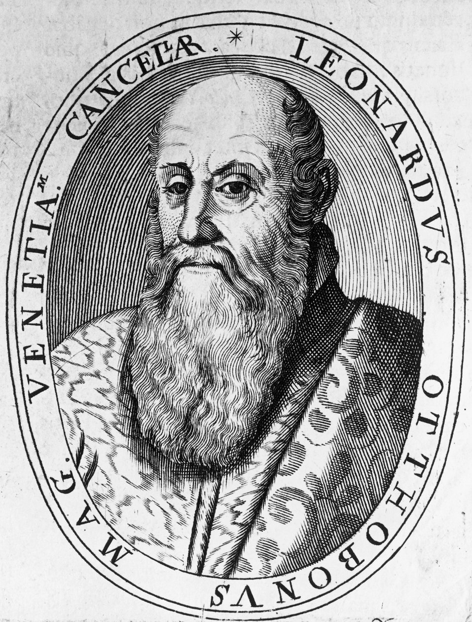 Retrato de Leonardo Ottoboni (século 16-17), Grão-Chanceler de Veneza, gravura de William Walcutt