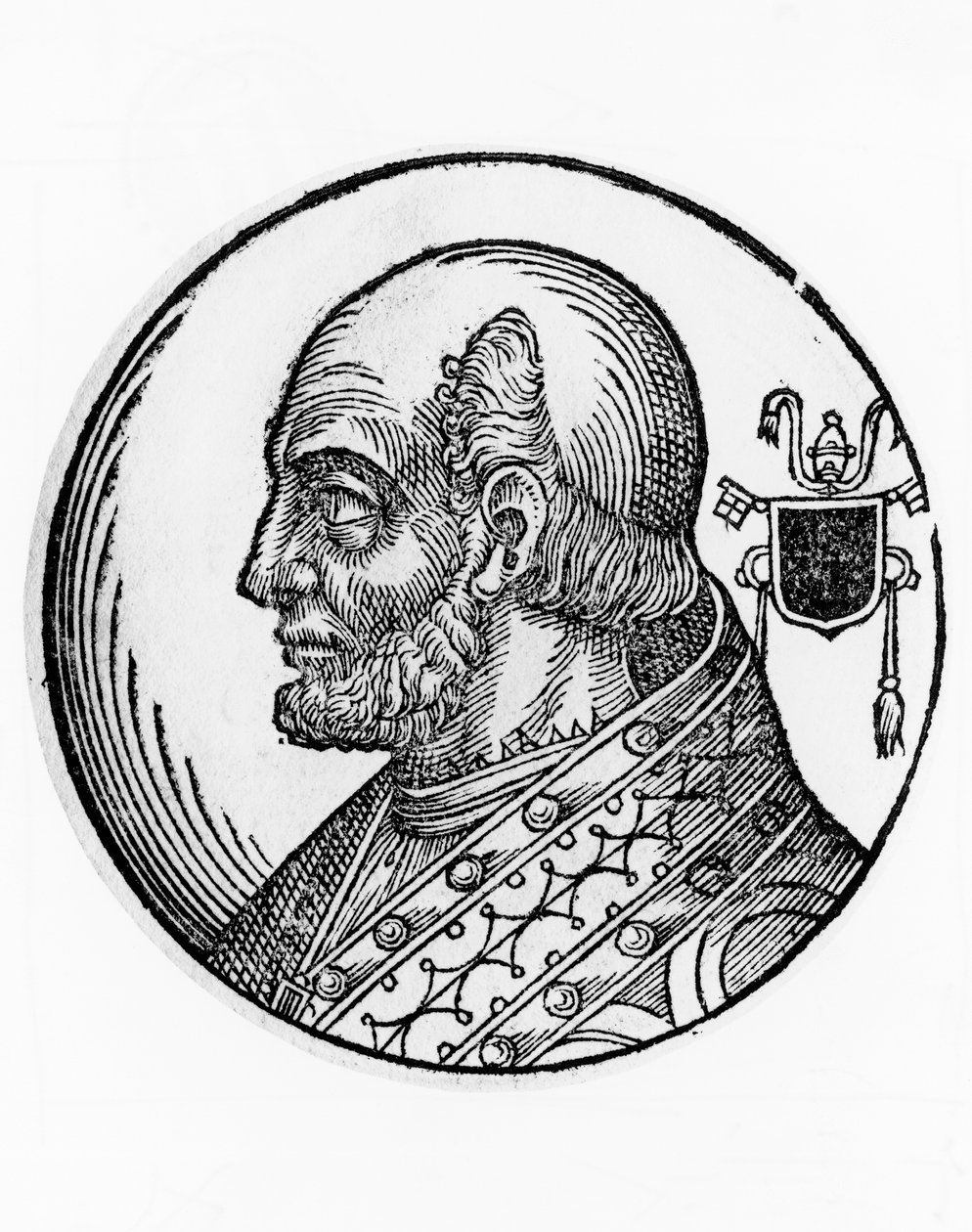 Retrato de Teodoro I (falecido em 649), 73º Papa da Igreja Católica de 642, gravura de William Walcutt