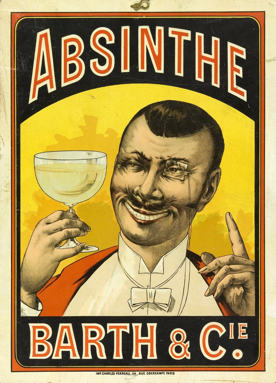 Publicidade para o absinto Barth & Cie, em Chalon sur Saone (Saone et Loire, França), cerca de 1890 de Frederick (attr. to) Barnard