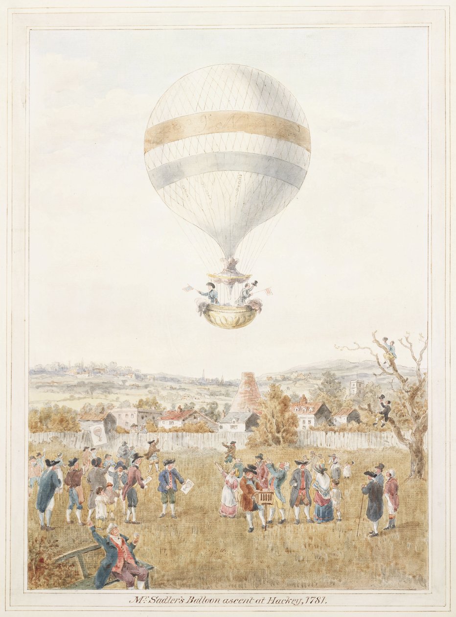 A subida de Sadler de balão de Hackney de Frederick (attr. to) Barnard
