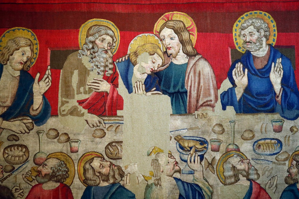 Museu São Marcos. Tapeçaria em lã com episódios da Paixão de Cristo. A última Ceia. de . .