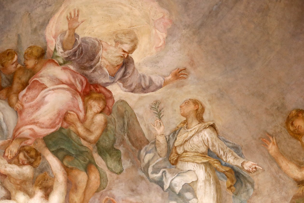 Basílica de Santa Maria delle Vigne. Deus, o Pai. Fresco. Génova. Itália. de . .