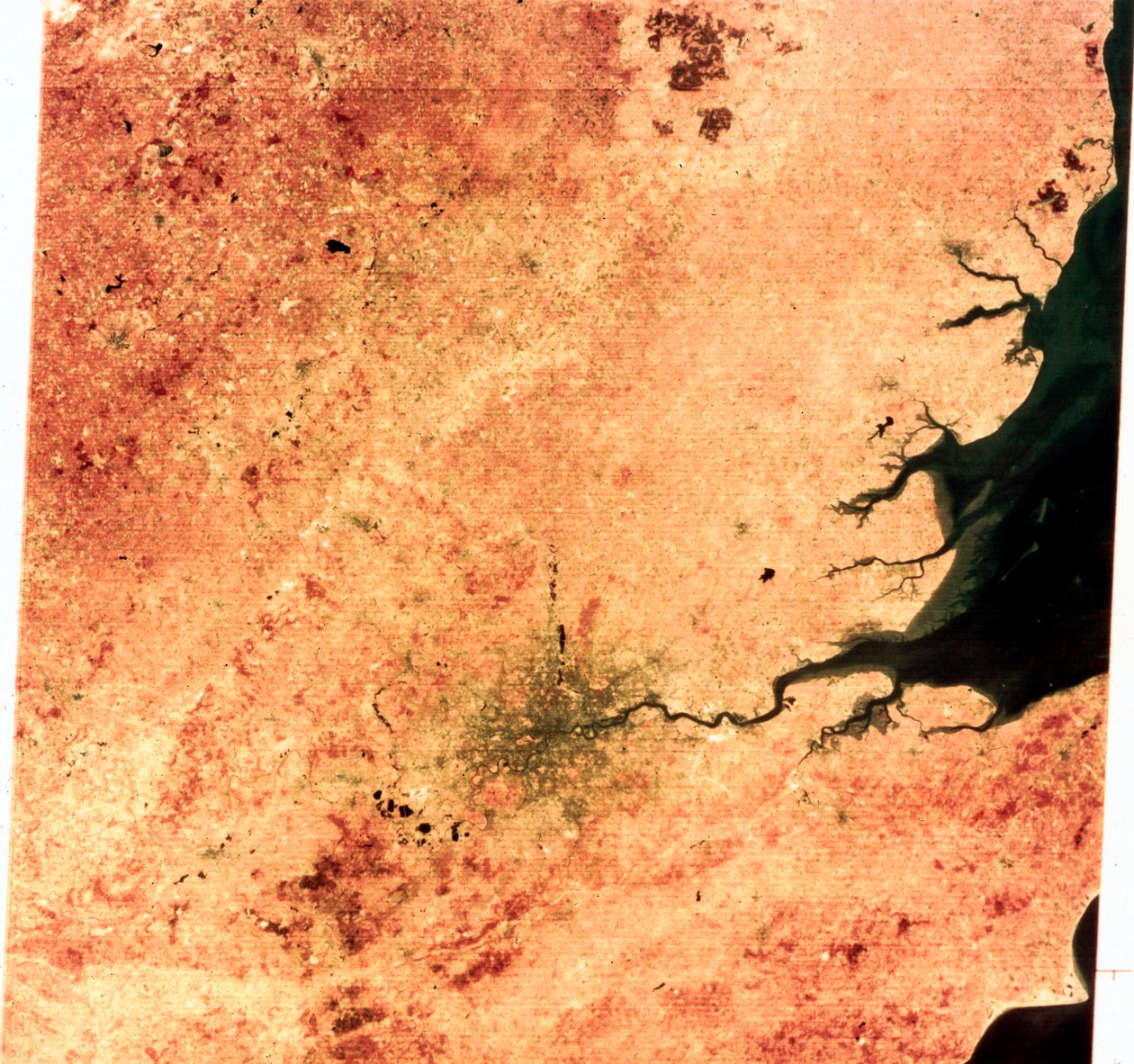 Satélites, Observação da Terra, EUA Imagem Landsat do sudeste da Inglaterra de Frederick (attr. to) Barnard