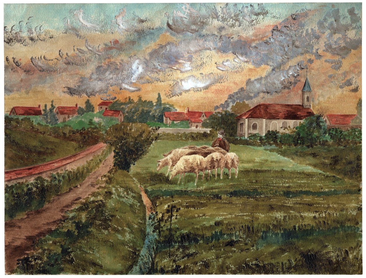 Rebanho de ovelhas, cerca de 1910 de . .