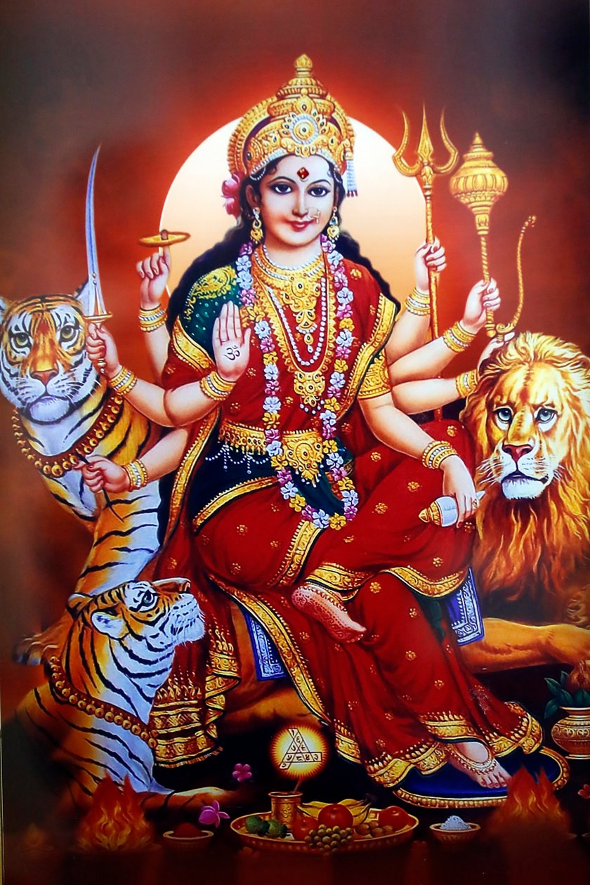 Shiva templo hindu. Imagem da deusa hindu Durga. de . .