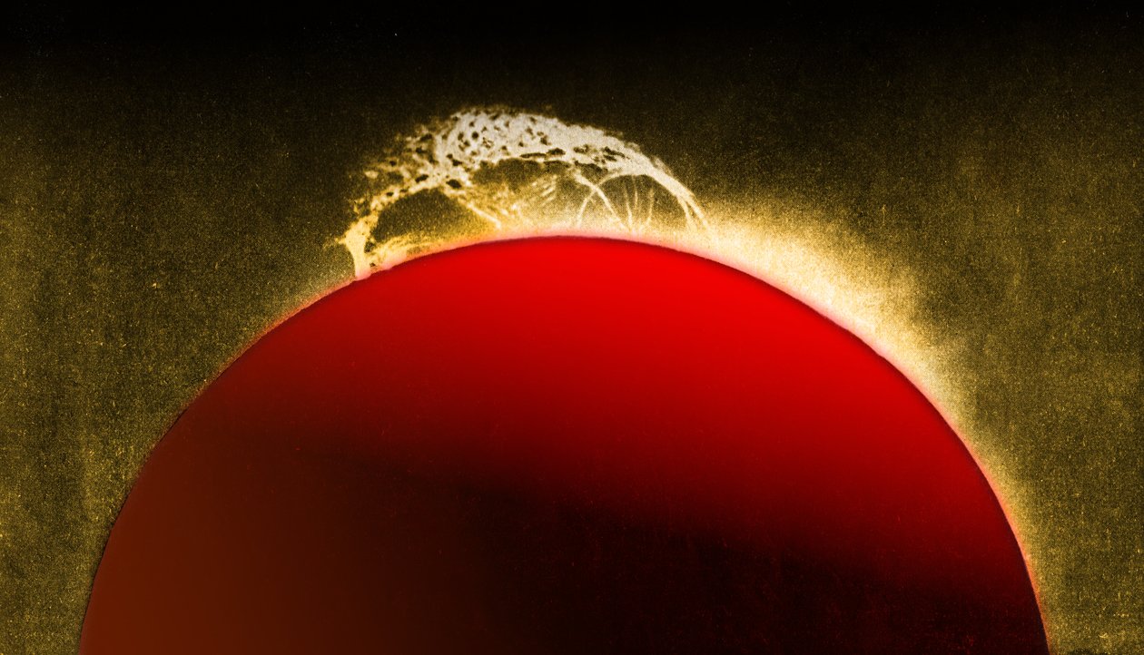 Erupção solar fotografada em 1929. (impressão) de . .