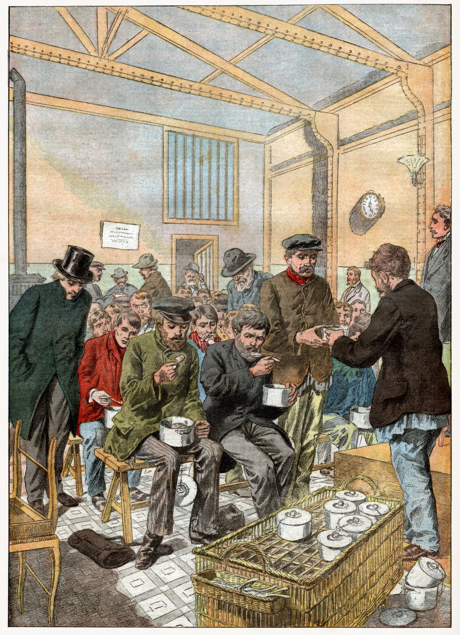 Cozinha de sopa para vagabundos em Paris de . .