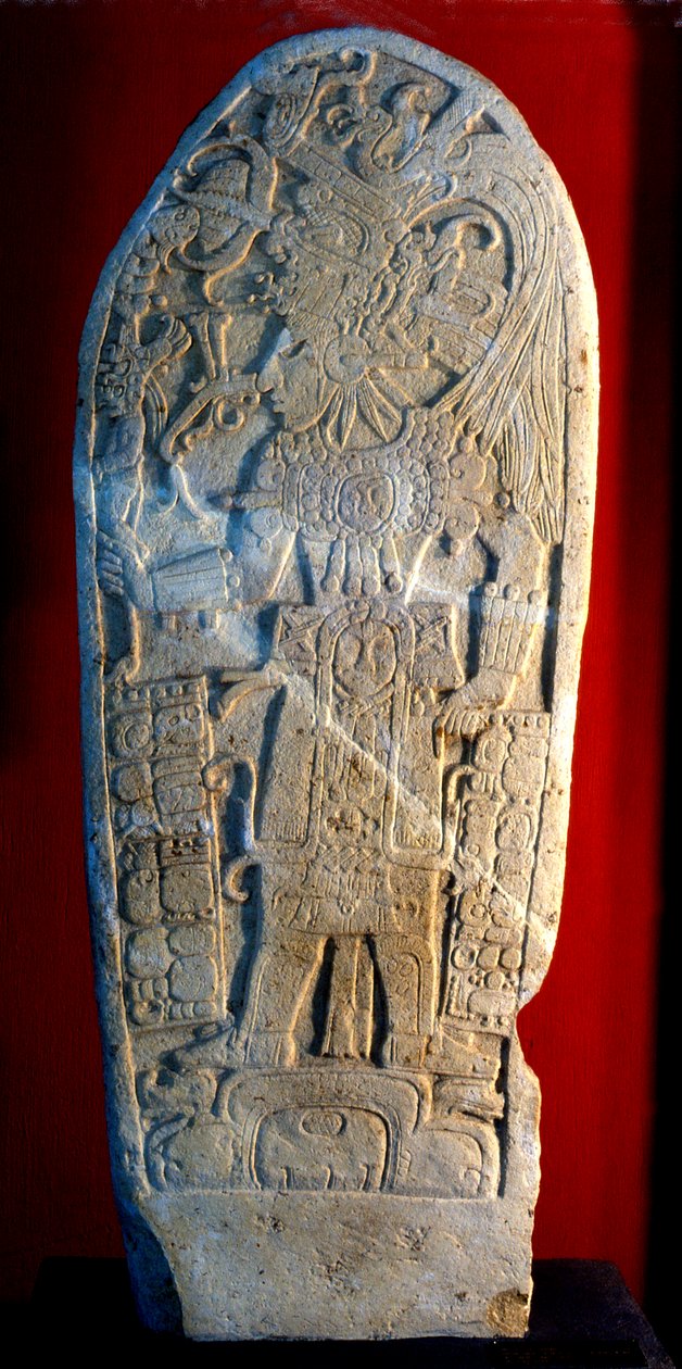Stela 4 de Machaquila, Peten, Guatemala, Período Clássico Final, 6 de Maio 820 d.C. (pedra) de Hippolyte Lalaise Devéria