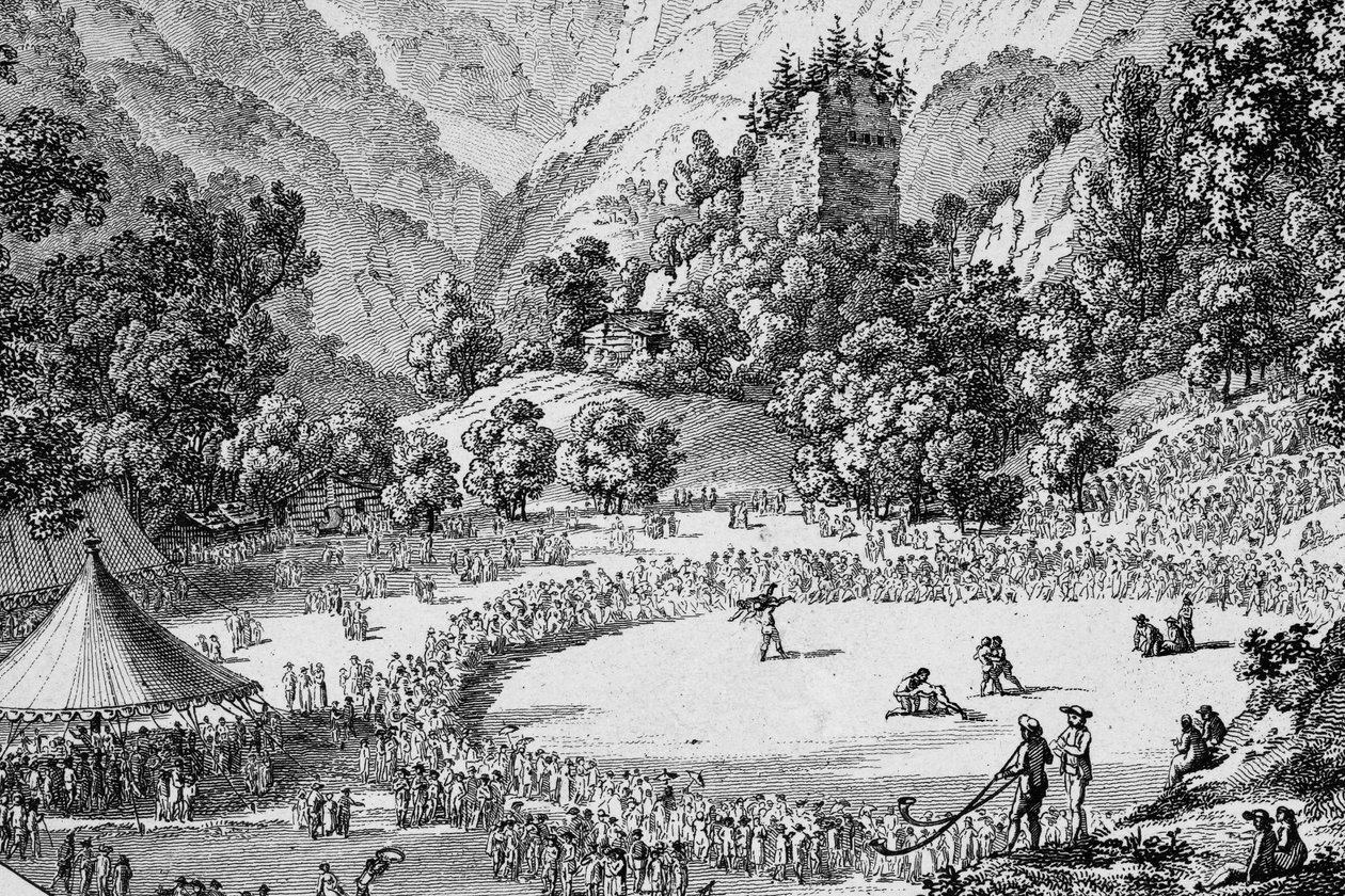 Festival Suíça Unspunnen 1805 (foto a p/b) de Frederick (attr. to) Barnard